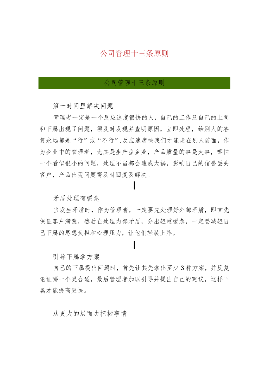 公司管理十三条原则.docx_第1页