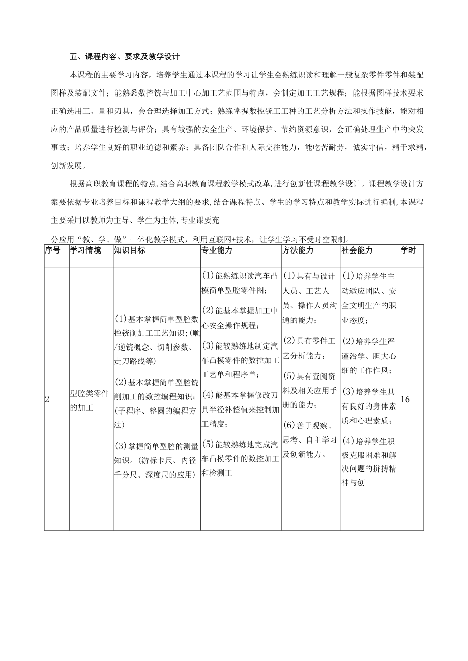 《数控铣及加工中心编程与操作》课程标准.docx_第3页