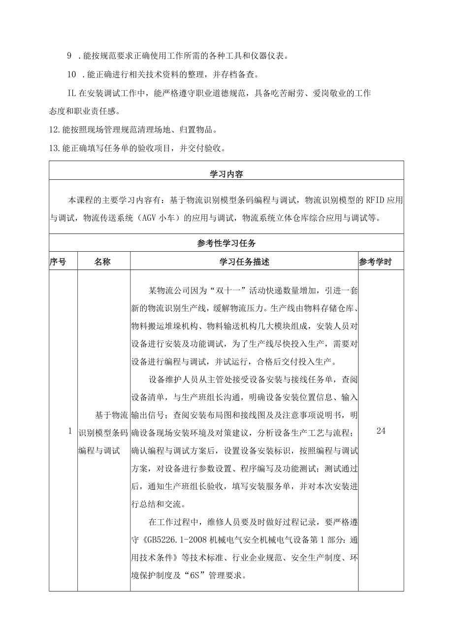 《智能生产线集成控制》一体化课程标准.docx_第2页