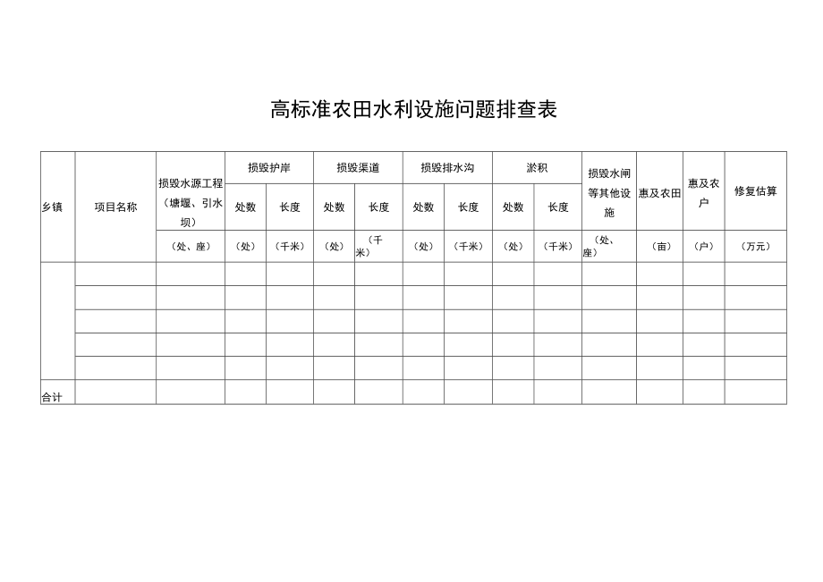 高标准农田水利设施问题排查表.docx_第1页