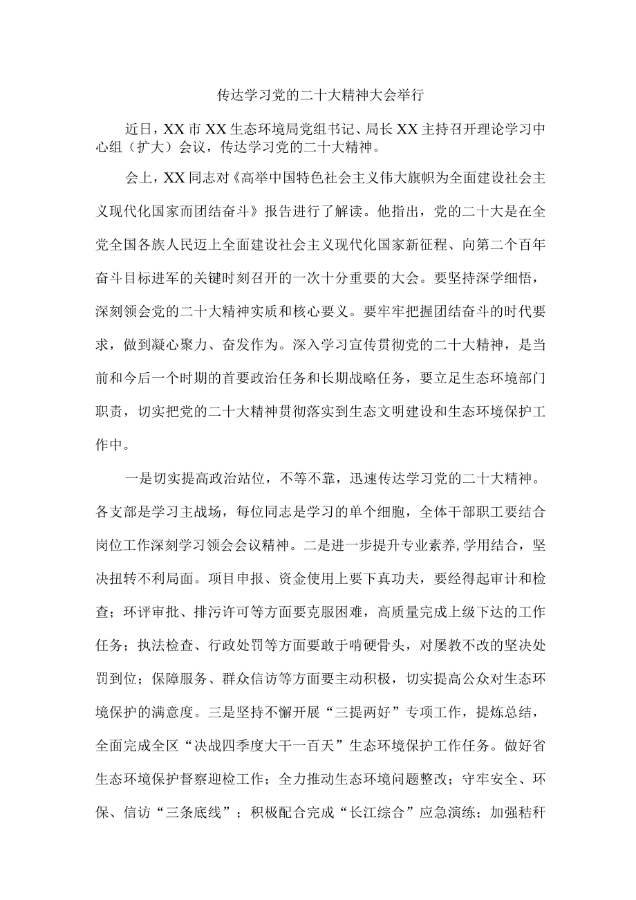 传达学习党的二十大精神大会心得体会3篇.docx_第1页