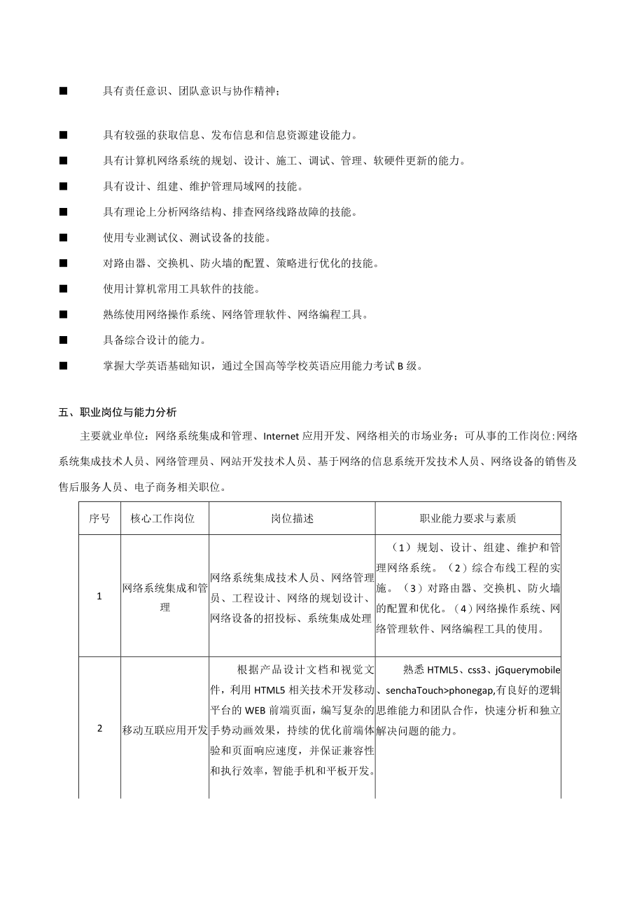 计算机网络技术专业三二分段中高职衔接培养方案.docx_第2页