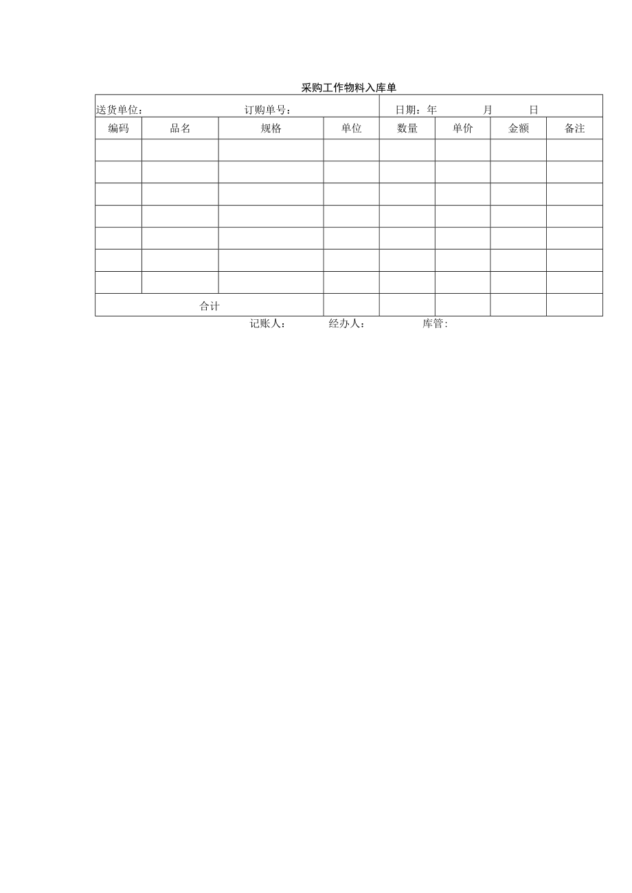 采购工作物料入库单.docx_第1页