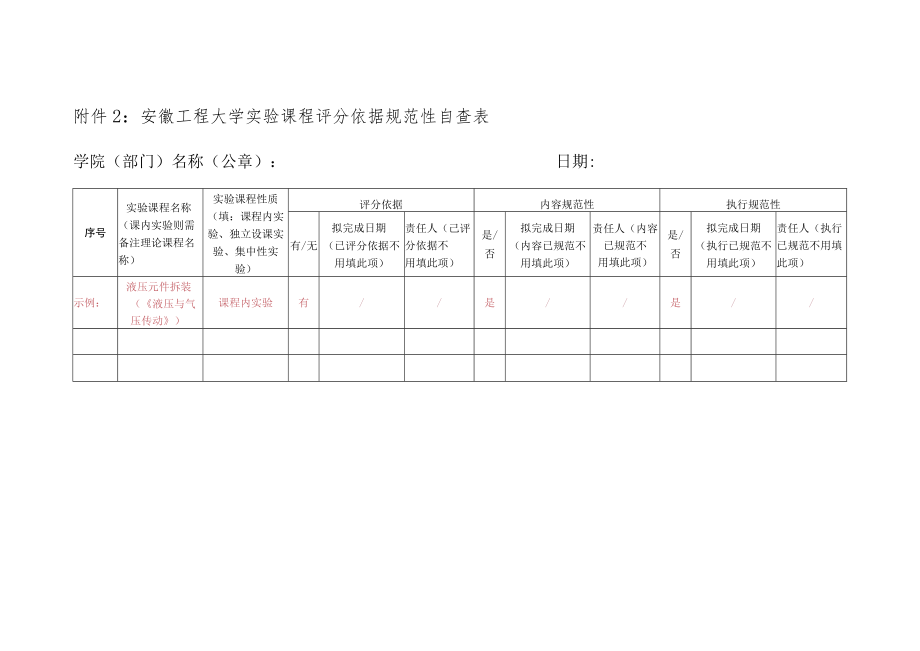 附件2：安徽工程大学实验课程评分依据规范性自查表.docx_第1页