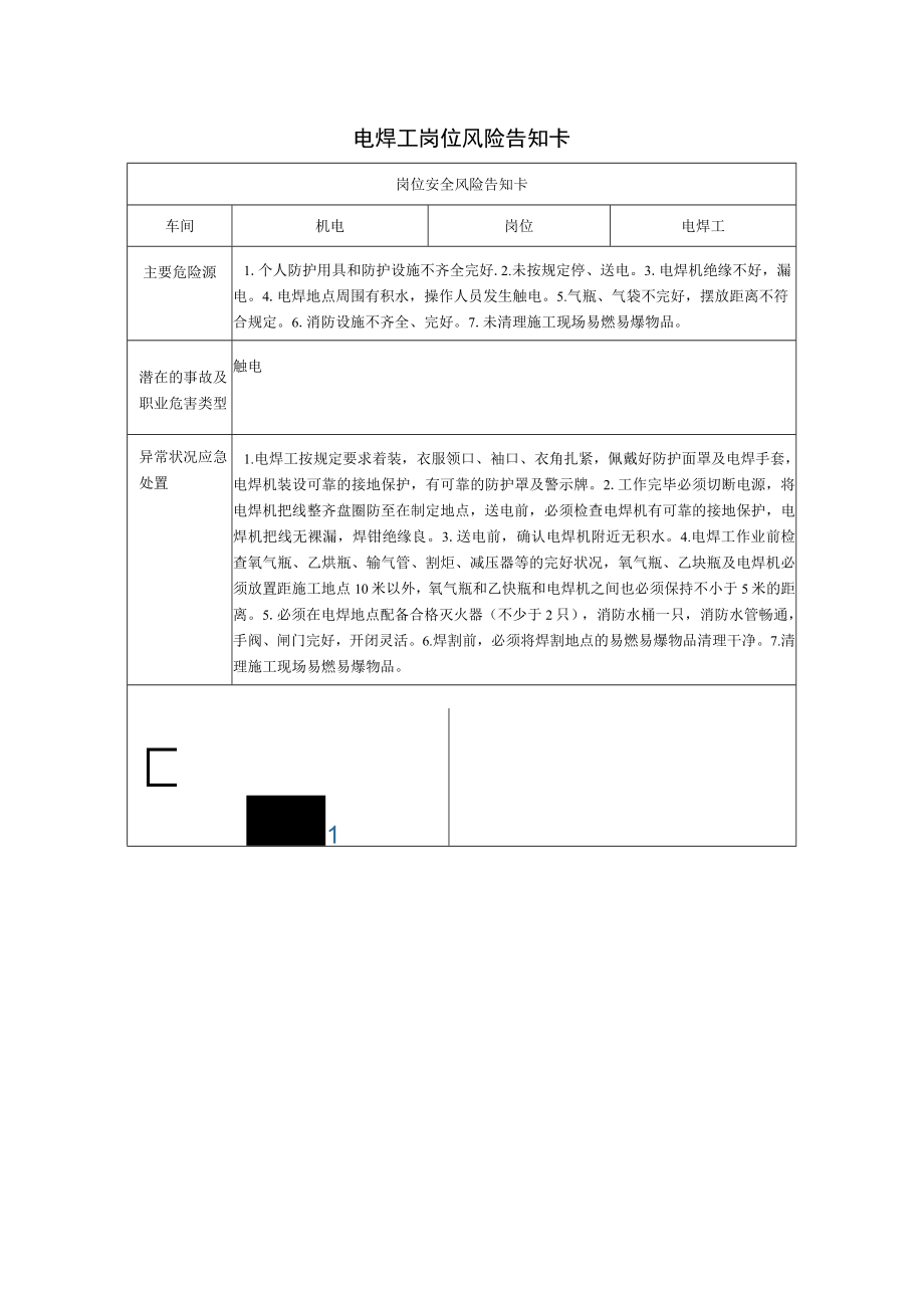 电焊工岗位风险告知卡2023.docx_第1页