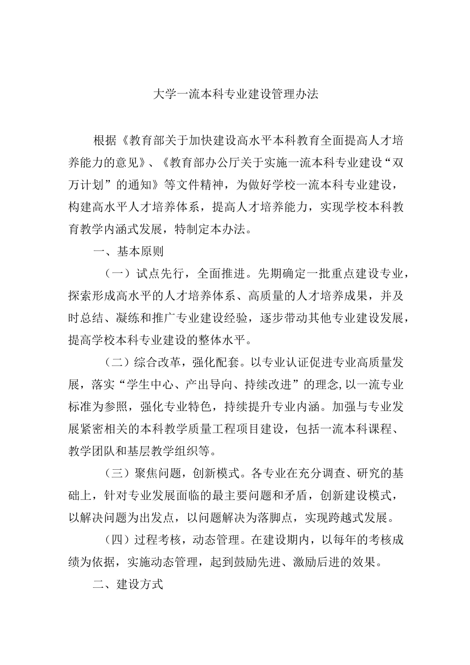 大学一流本科专业建设管理办法.docx_第1页