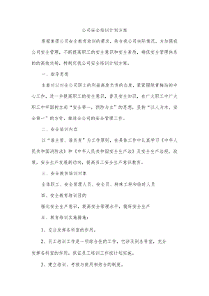 公司安全培训计划方案.docx