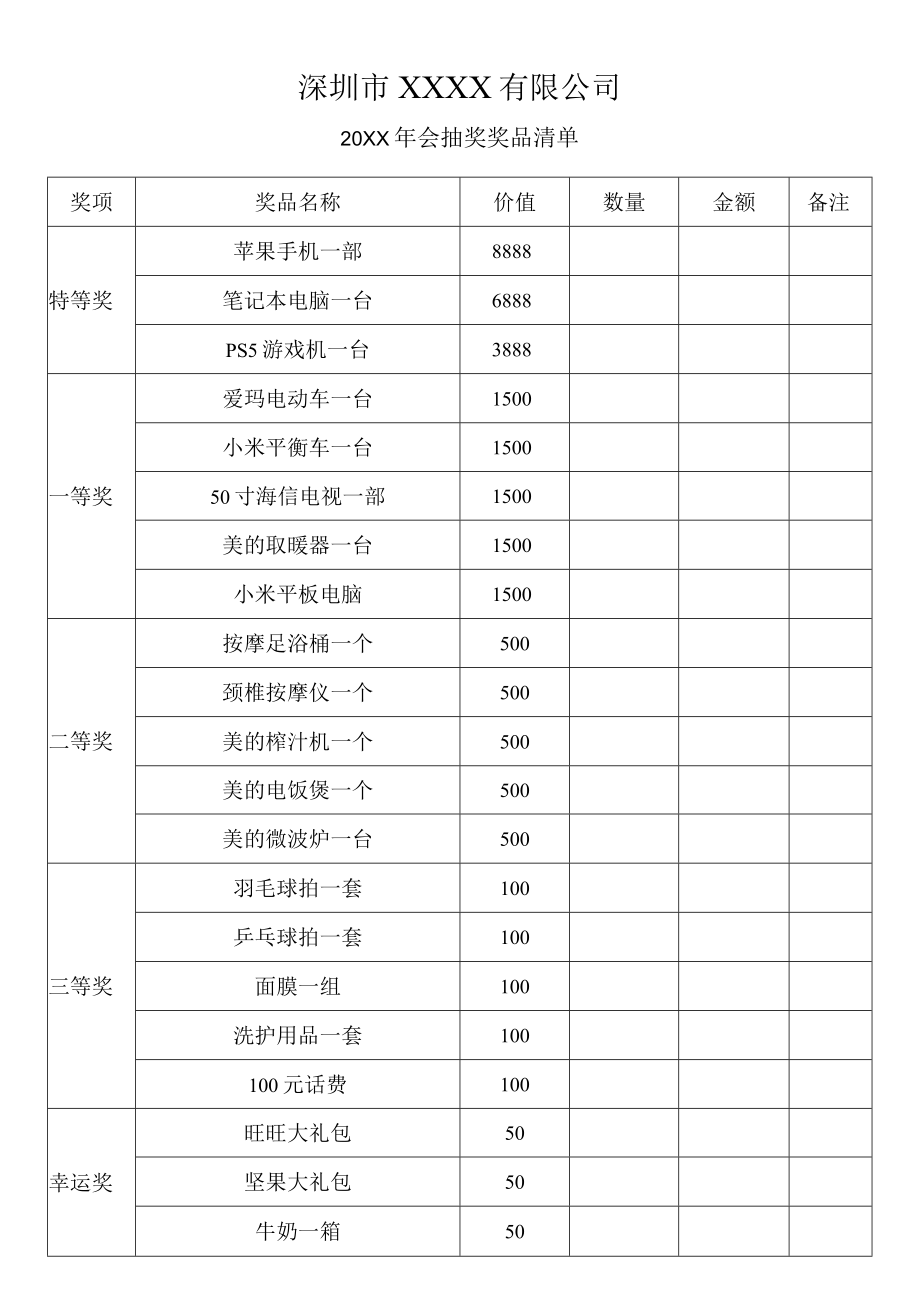 抽奖奖品表.docx_第1页