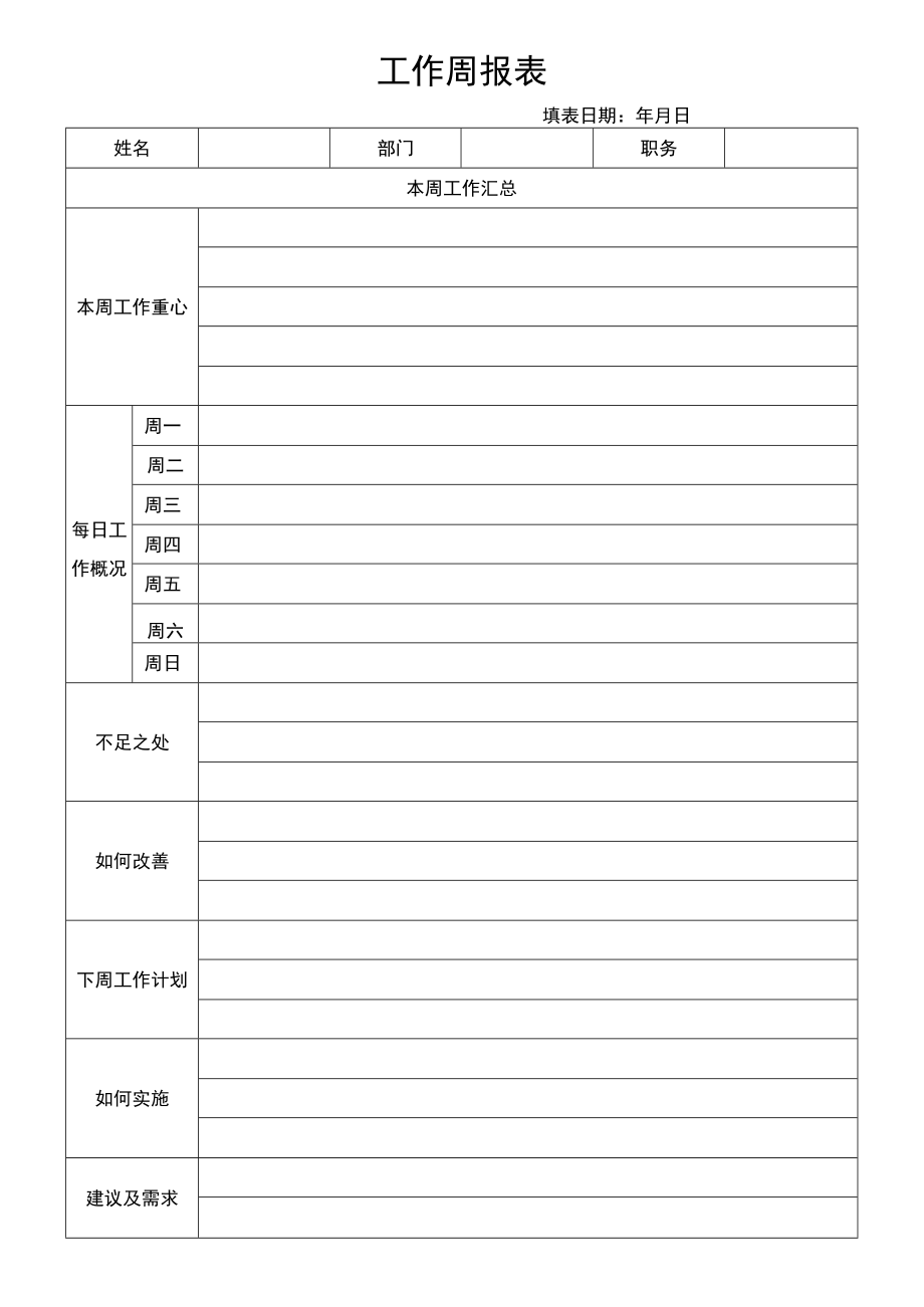 工作周报表.docx_第1页