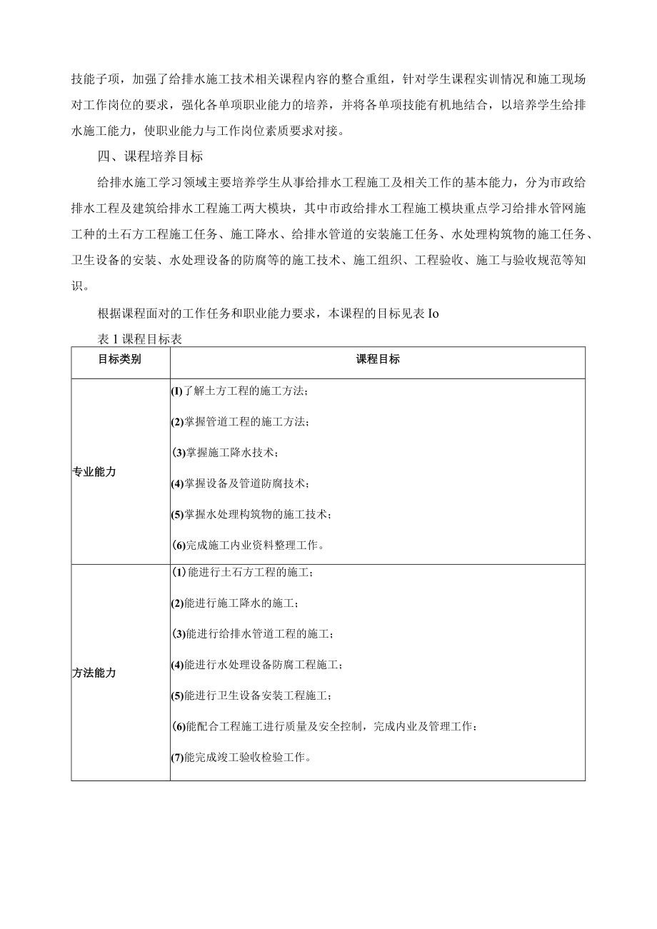 《给水排水工程施工技术》课程标准.docx_第2页