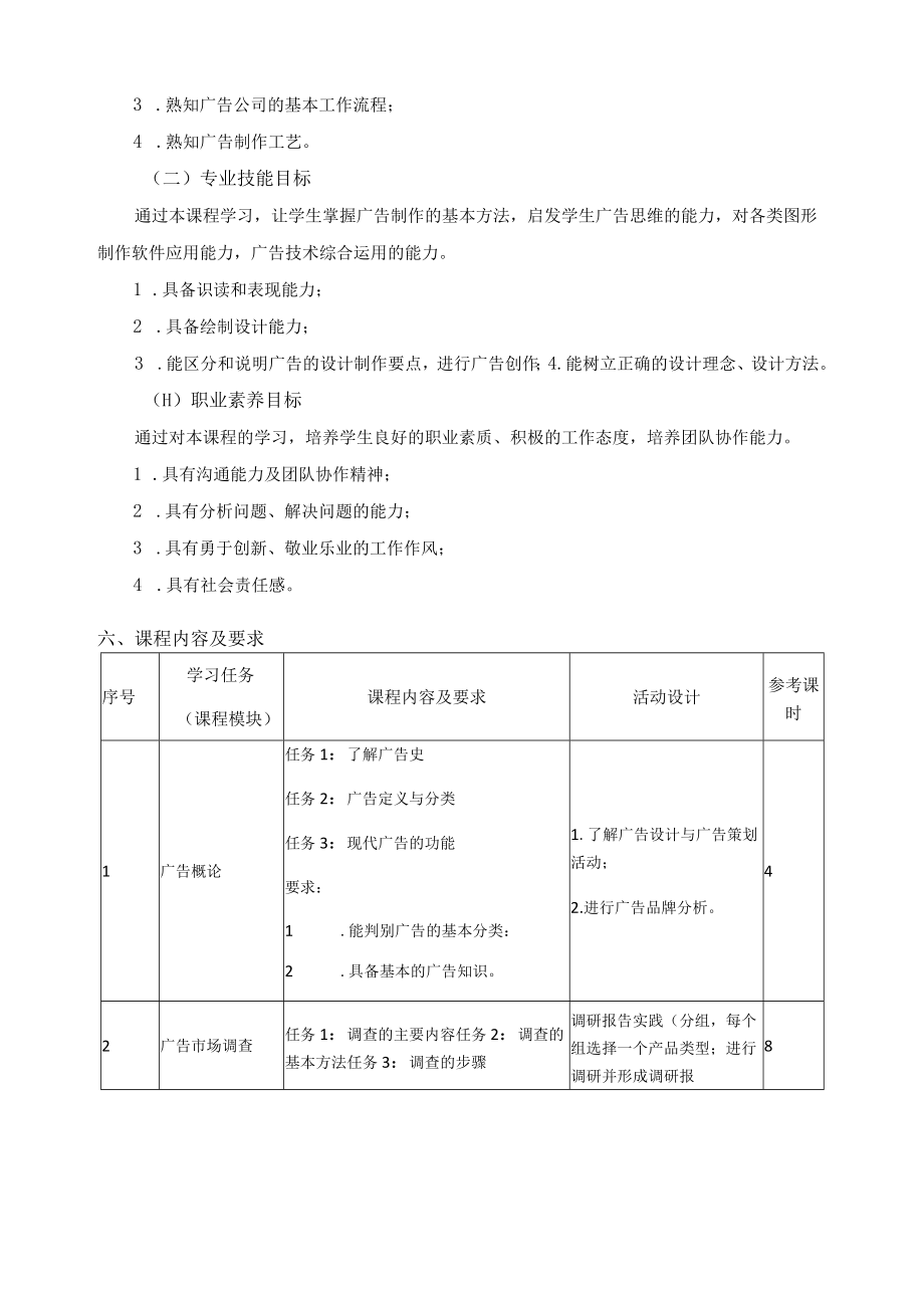 《广告设计》课程标准.docx_第2页