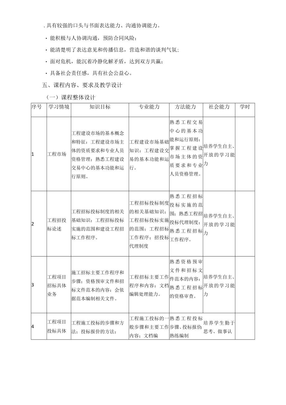 《建筑装饰工程招投标与合同管理》课程标准.docx_第3页