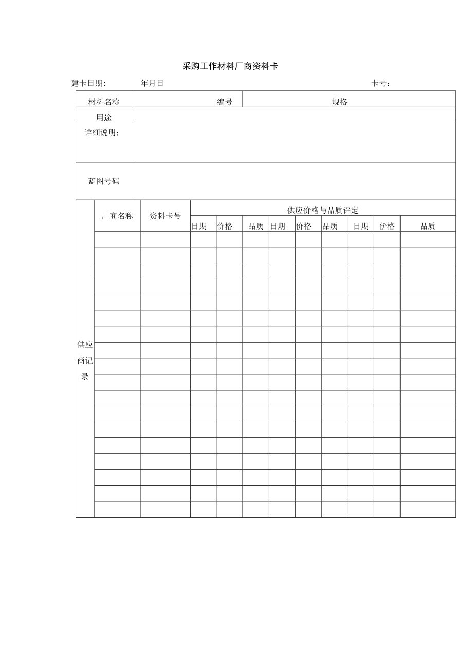 采购工作材料厂商资料卡.docx_第1页