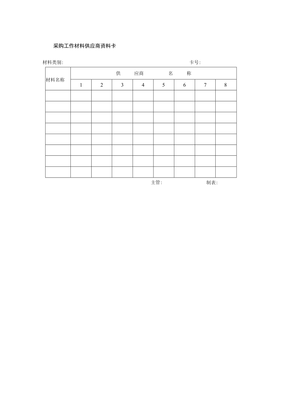 采购工作材料供应商资料卡.docx_第1页