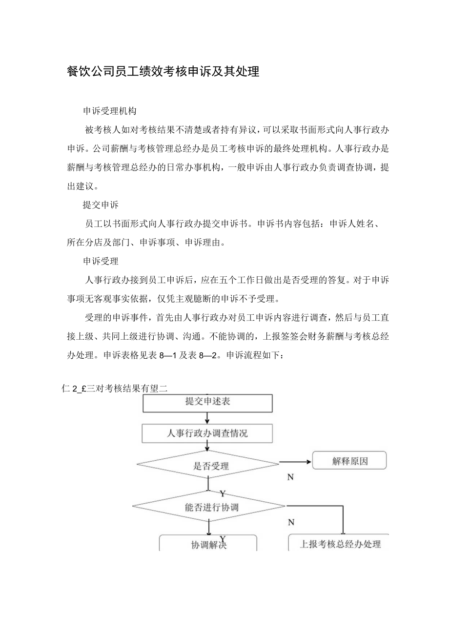 餐饮公司员工绩效考核申诉及其处理.docx_第1页