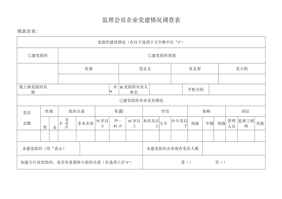 监理会员企业党建情况调查表.docx_第1页