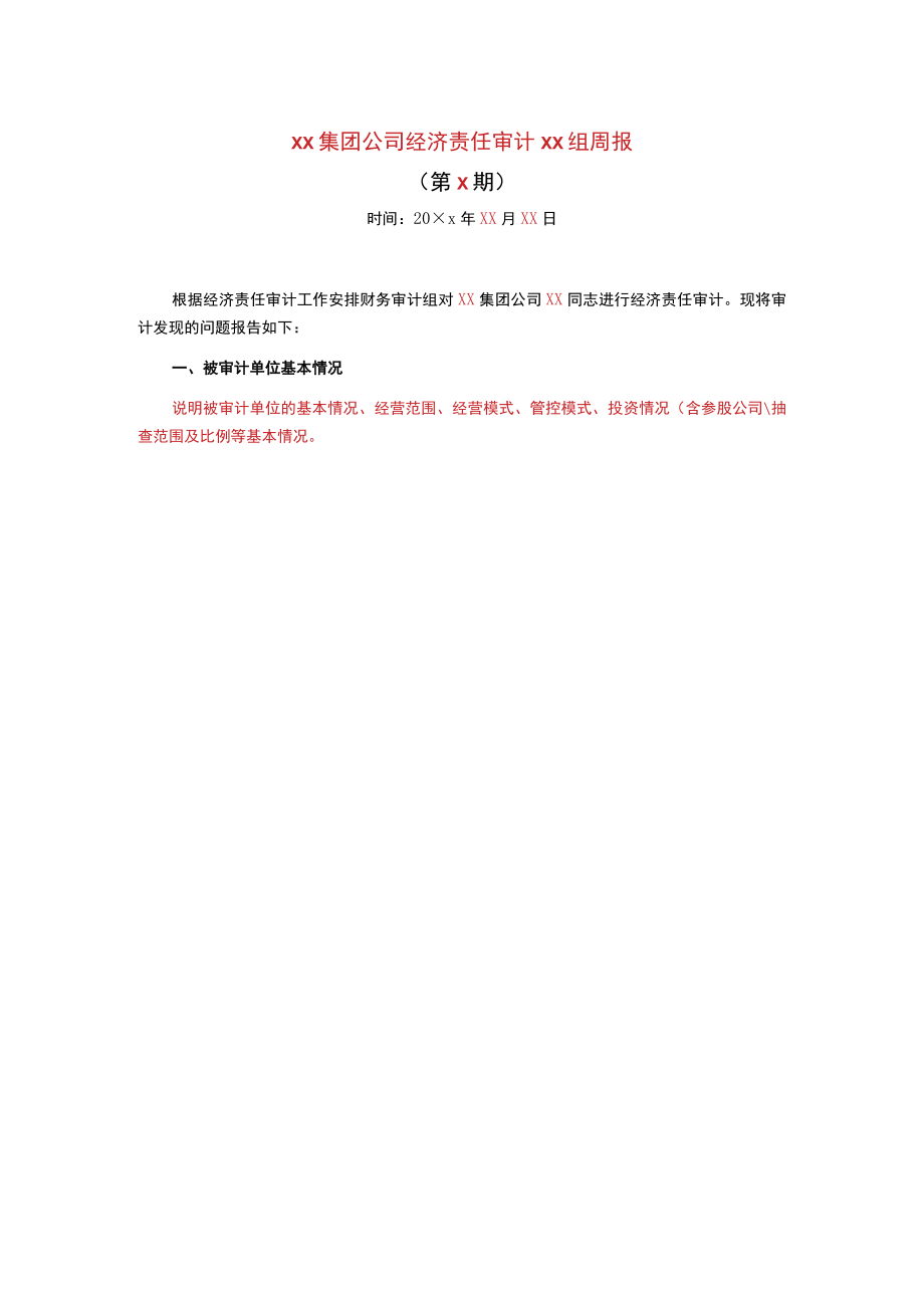 某集团经济责任审计项目周报.docx_第1页