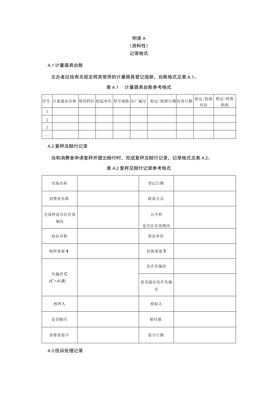 集贸市场诚信计量记录格式、诚信商户牌及失信商户牌、自我承诺书、评价指标及要求.docx_第1页