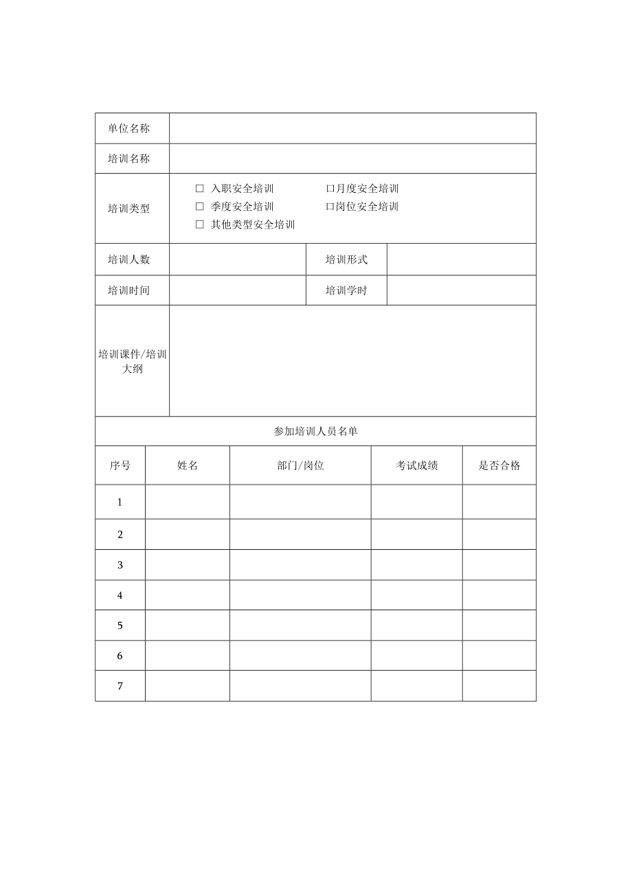 建筑施工企业从业人员安全培训计划表、实施表、记录表、档案、诫勉性安全培训记录.docx_第3页