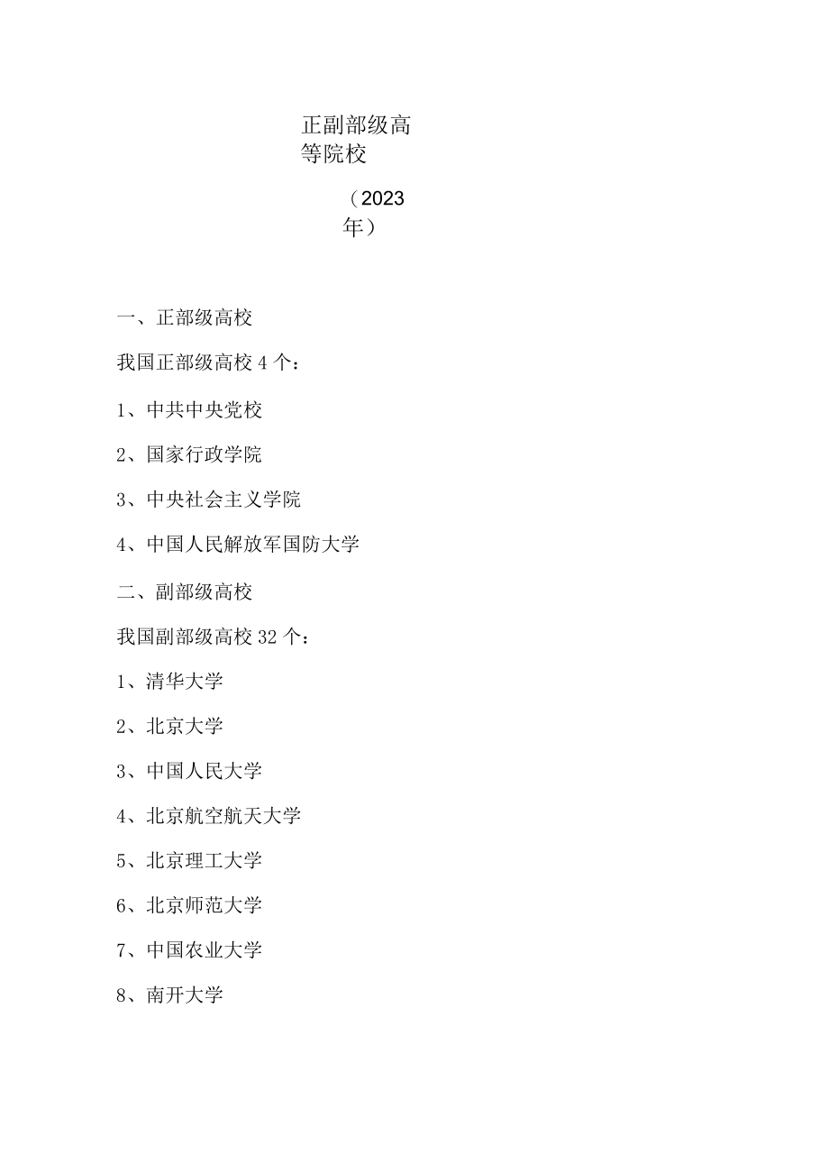 正副部级高等院校（2023年）.docx_第1页