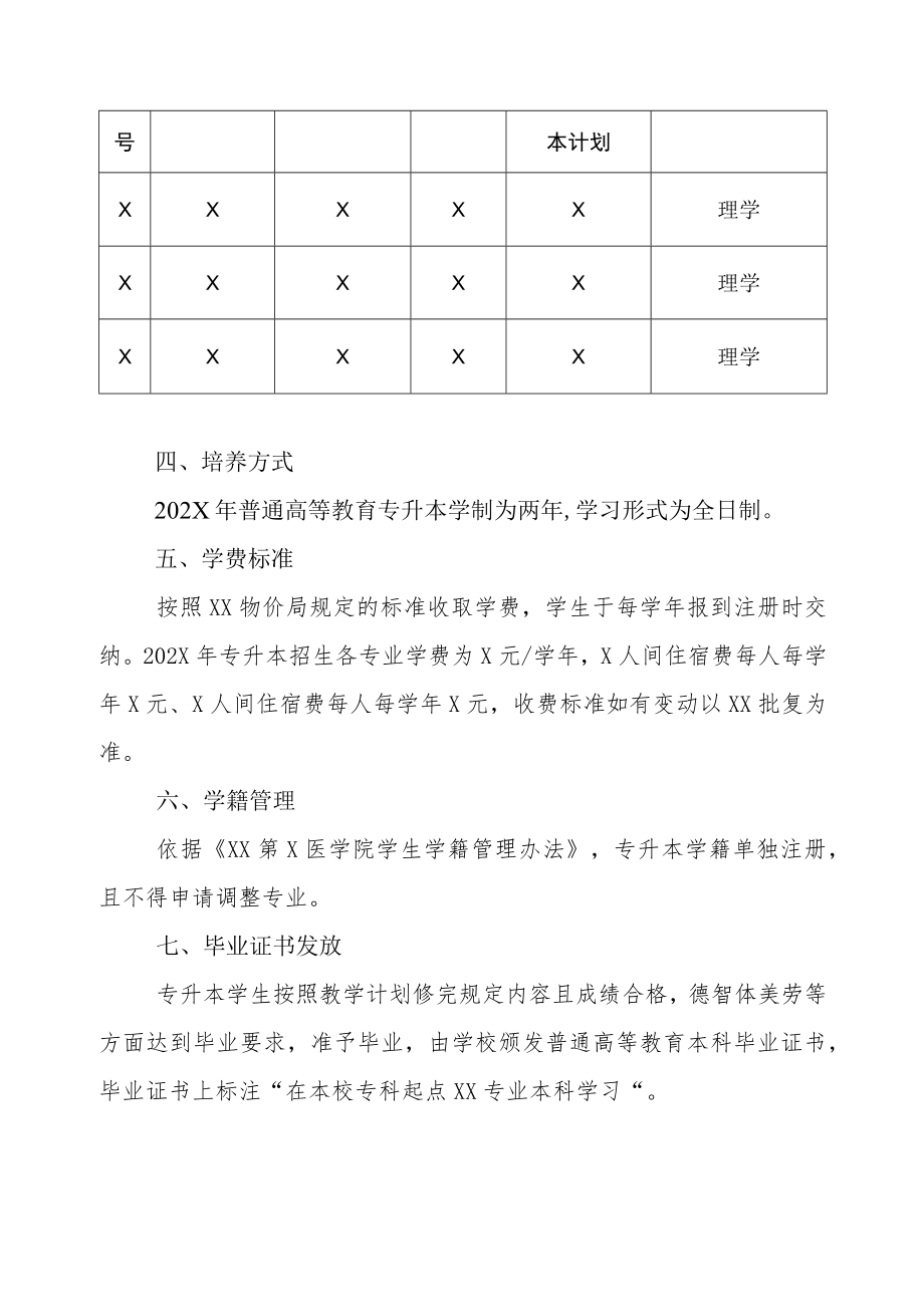 XX第X医学院202X年普通高等教育专升本招生简章.docx_第2页