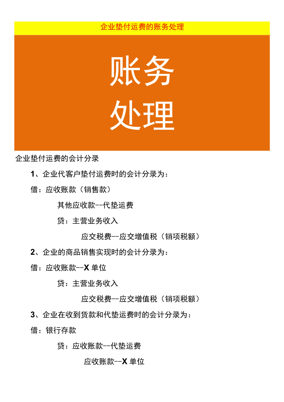 企业垫付运费的账务处理.docx_第1页