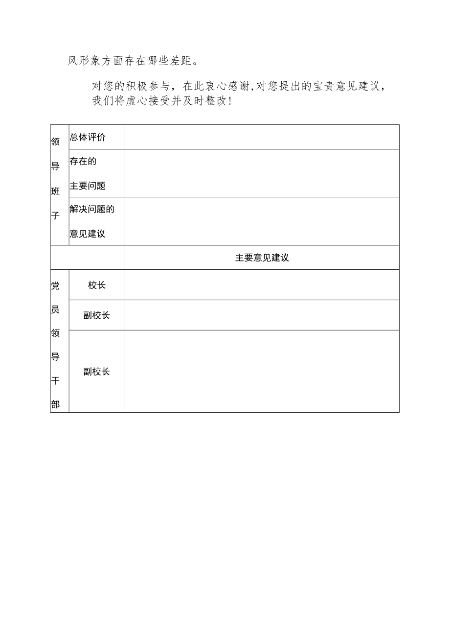 小学领导班子和党员领导干部专题民主生活会意见建议征求表.docx_第2页