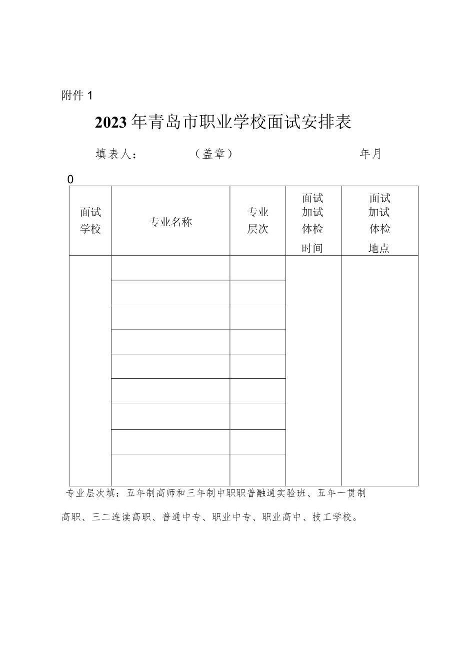 2023年青岛市职业学校面试安排表.docx_第1页