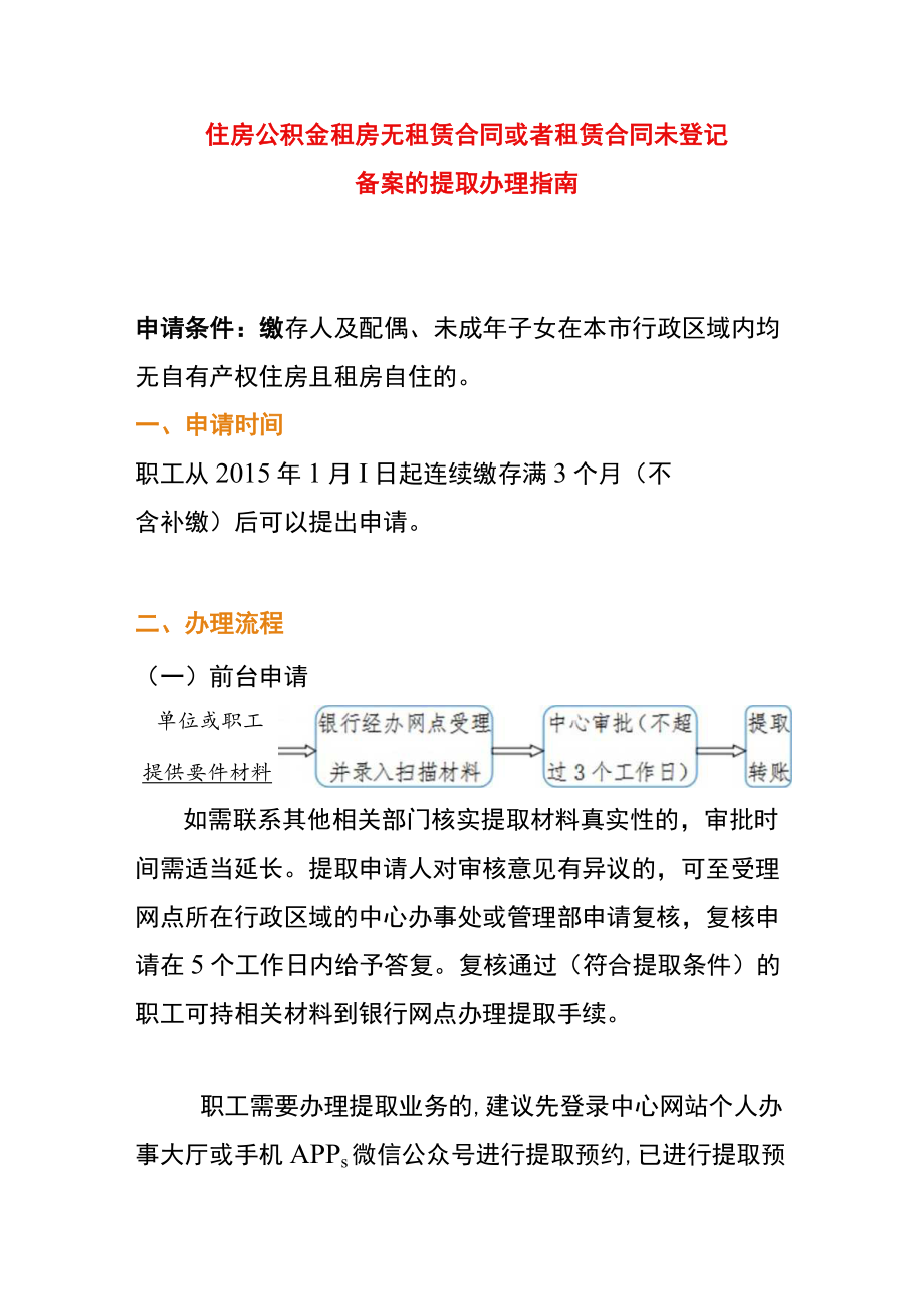 住房公积金租房无租赁合同或者租赁合同未登记备案的提取办理指南.docx_第1页