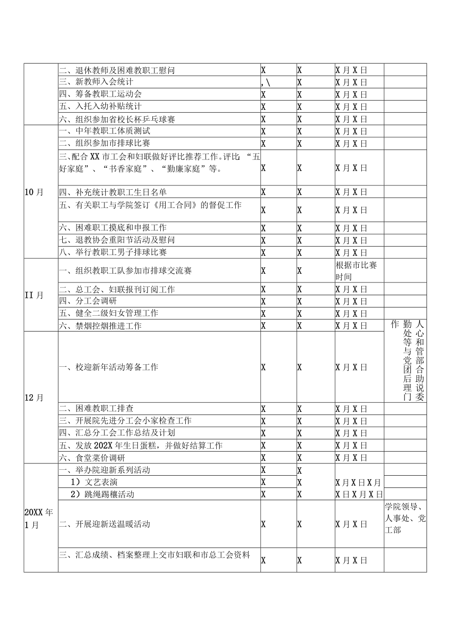 XX高等职业技术学院工会202X年工作计划表.docx_第2页