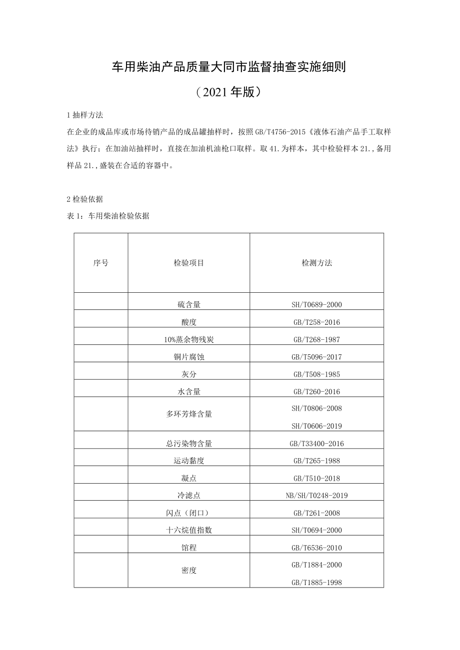 车用柴油产品质量大同市监督抽查实施细则2021年版.docx_第1页