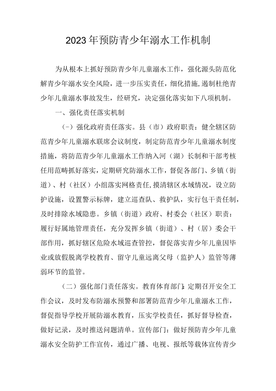 2023年预防青少年溺水工作机制.docx_第1页