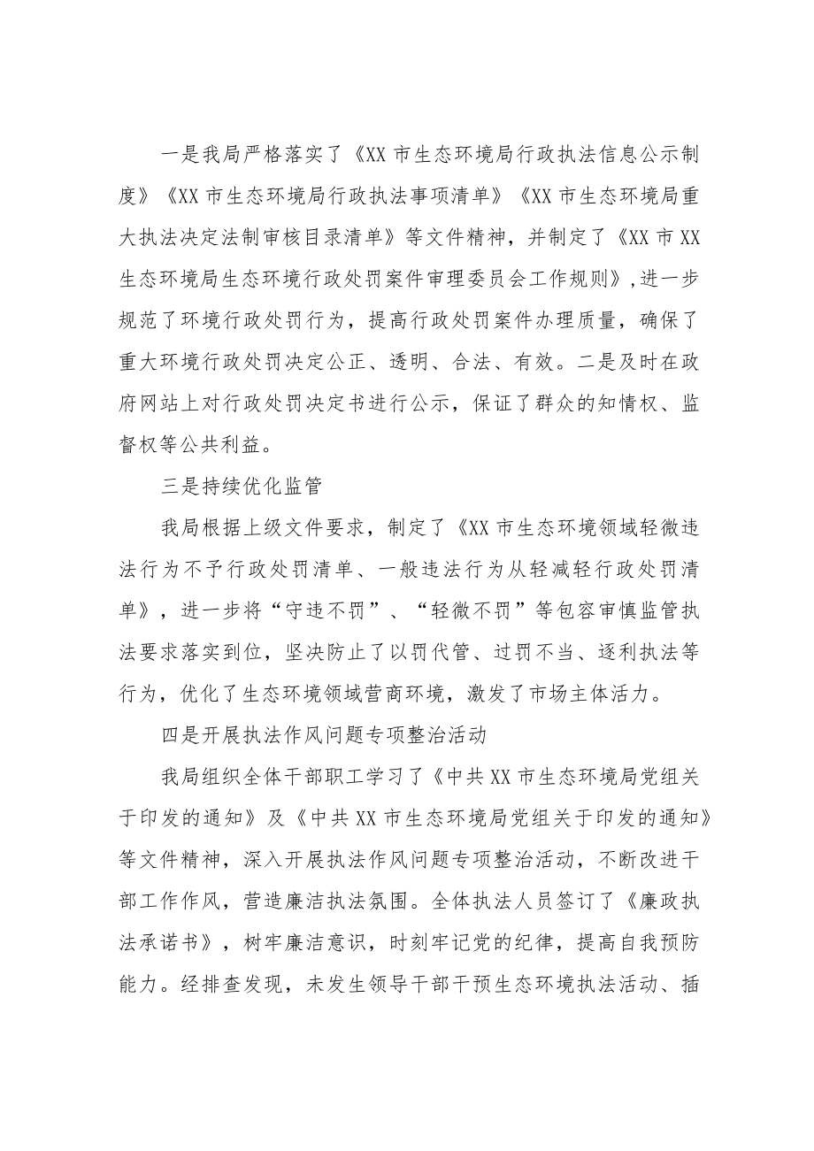 XX生态环境局行政执法领域突出问题自查报告.docx_第2页