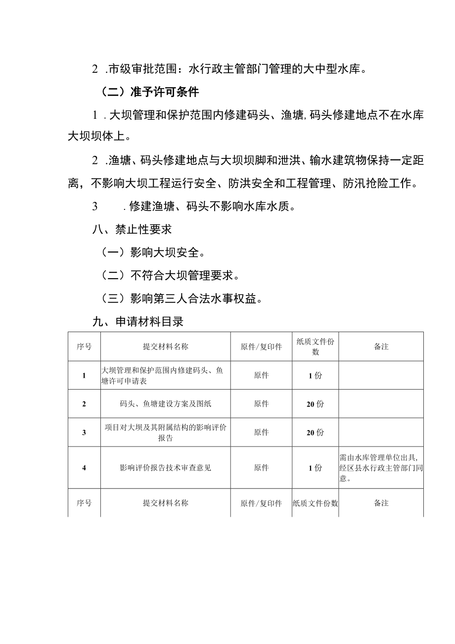 2023重庆大坝管理和保护范围内修建码头、鱼塘许可办事指南.docx_第2页