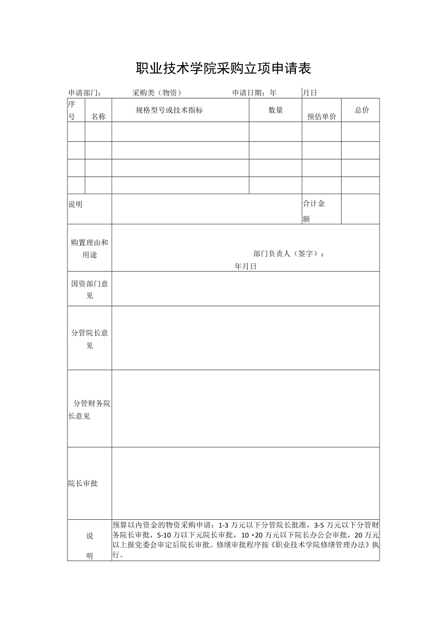 职业技术学院采购立项申请表.docx_第1页