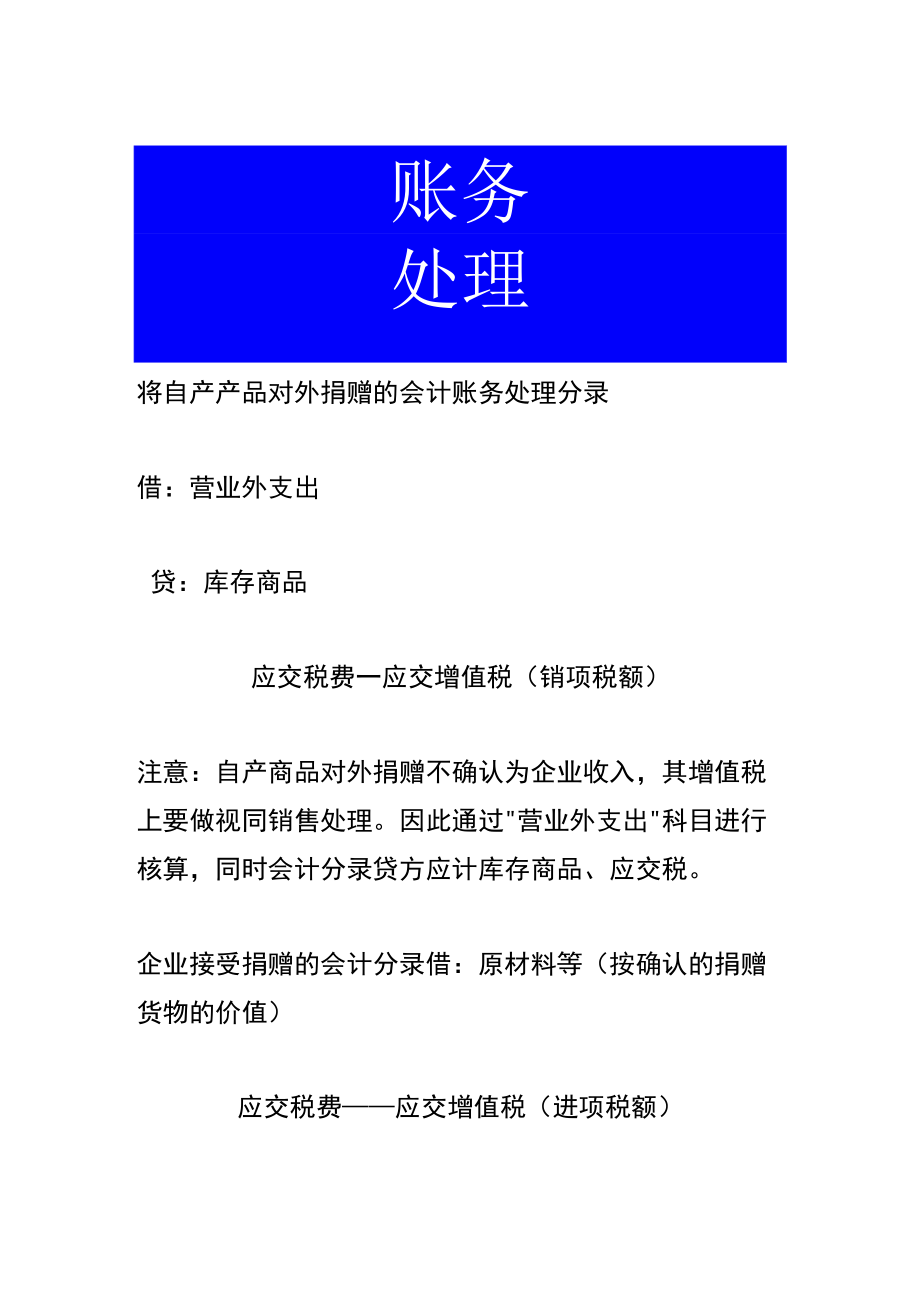 自产产品对外捐赠的会计账务处理.docx_第1页