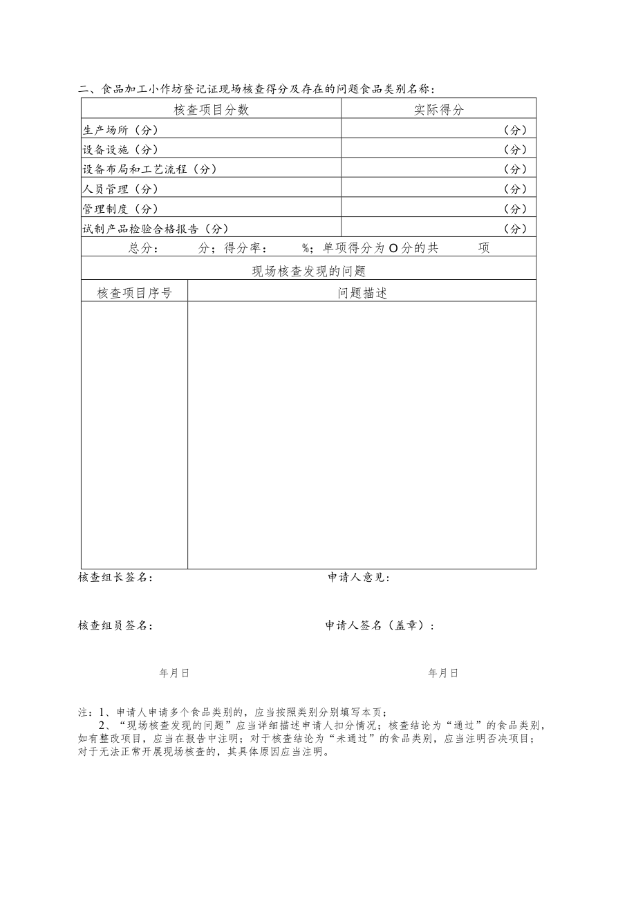 食品加工小作坊登记证现场核查报告.docx_第2页