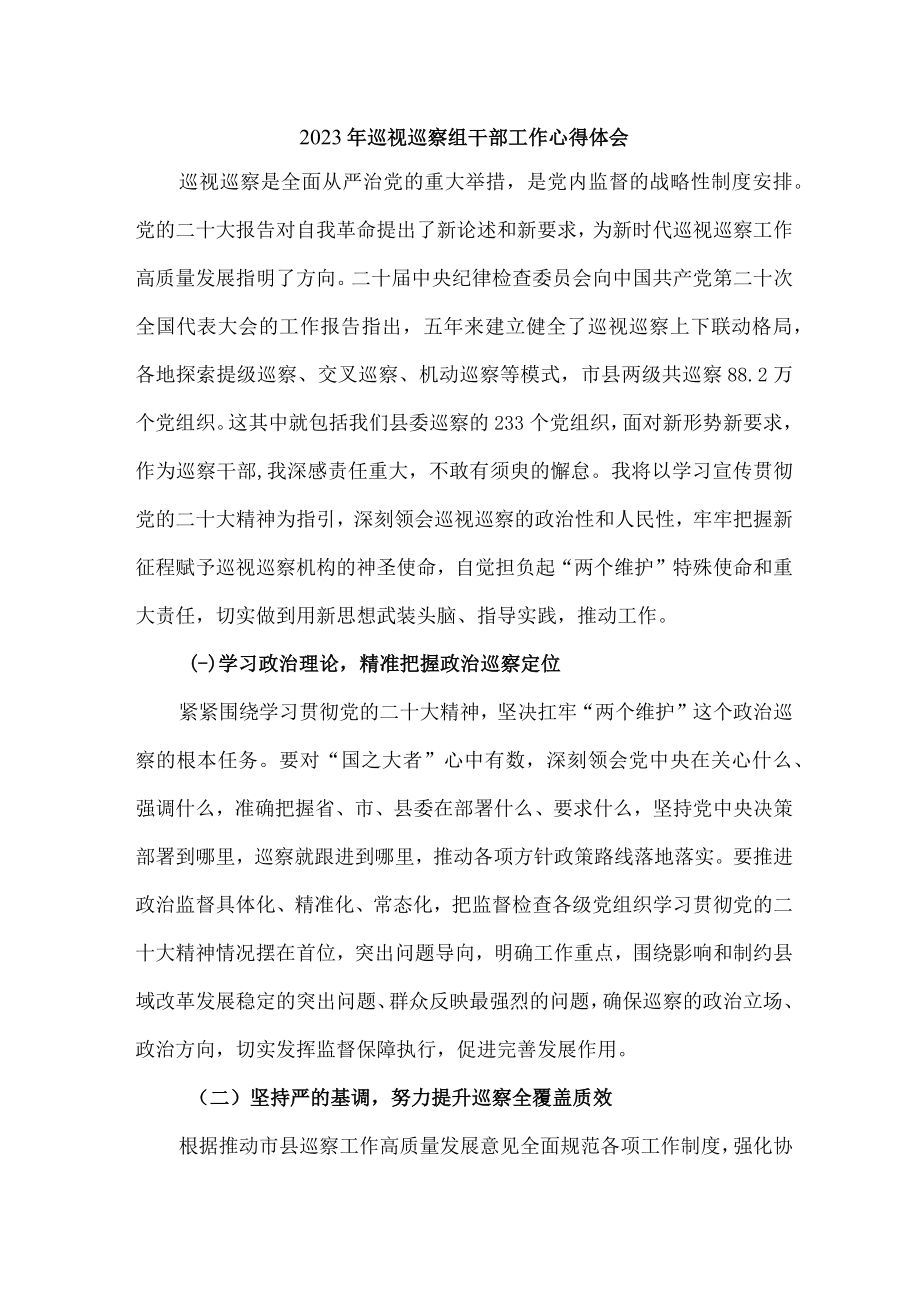 2023年机关事业单位纪检巡察组巡检工作心得体会 （汇编6份）.docx_第1页