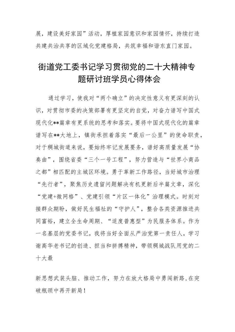 街道工委副书记学习贯彻党的二十大精神心得体会范文(3篇).docx_第2页