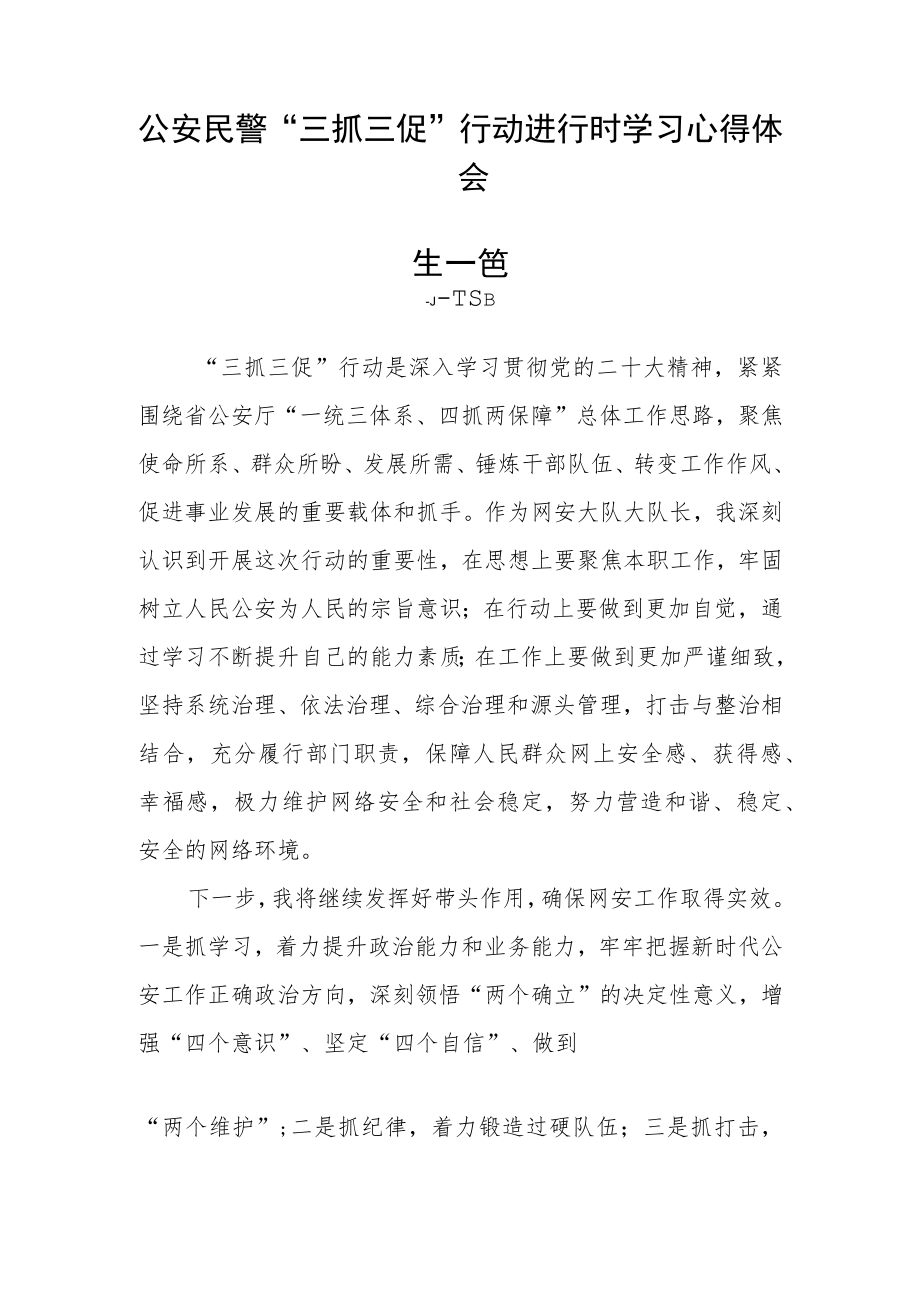 公安民警“三抓三促”行动进行时学习心得体会(精选7篇).docx_第2页