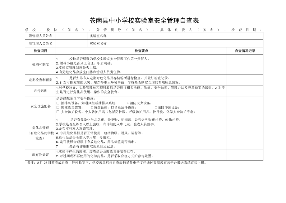 苍南县中小学校实验室安全管理自查表.docx_第1页