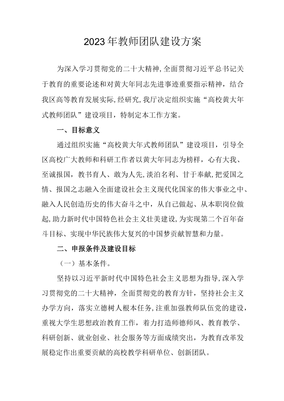 2023年教师团队建设方案.docx_第1页