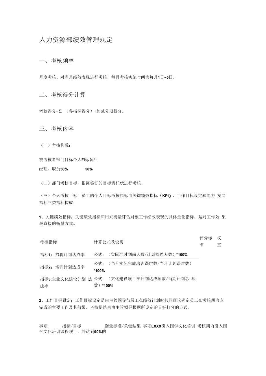 人力资源部绩效考核实施方案.docx_第1页