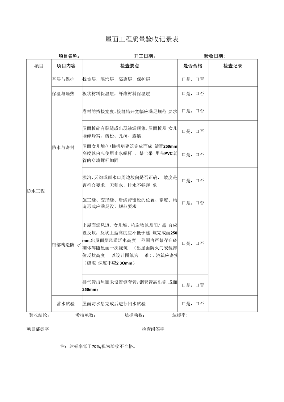 屋面工程质量验收记录表.docx_第1页