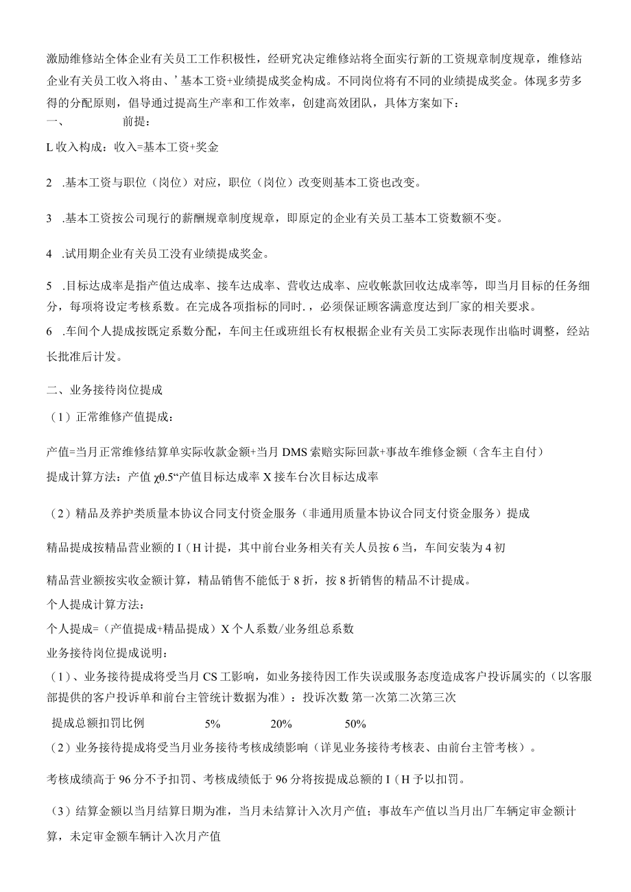 办公文档范本售后服务部提成方案.docx_第1页