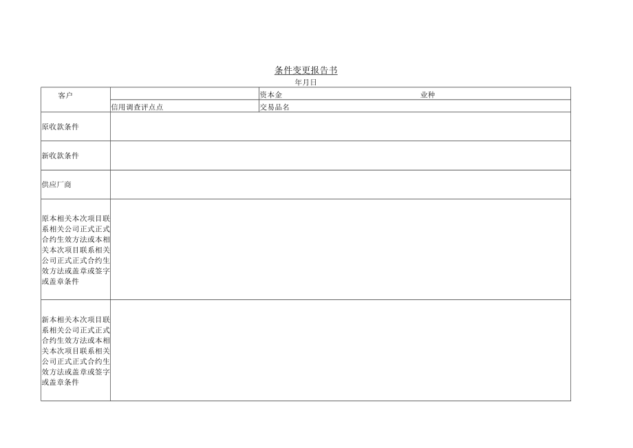 办公文档范本条件变更报告书.docx_第1页