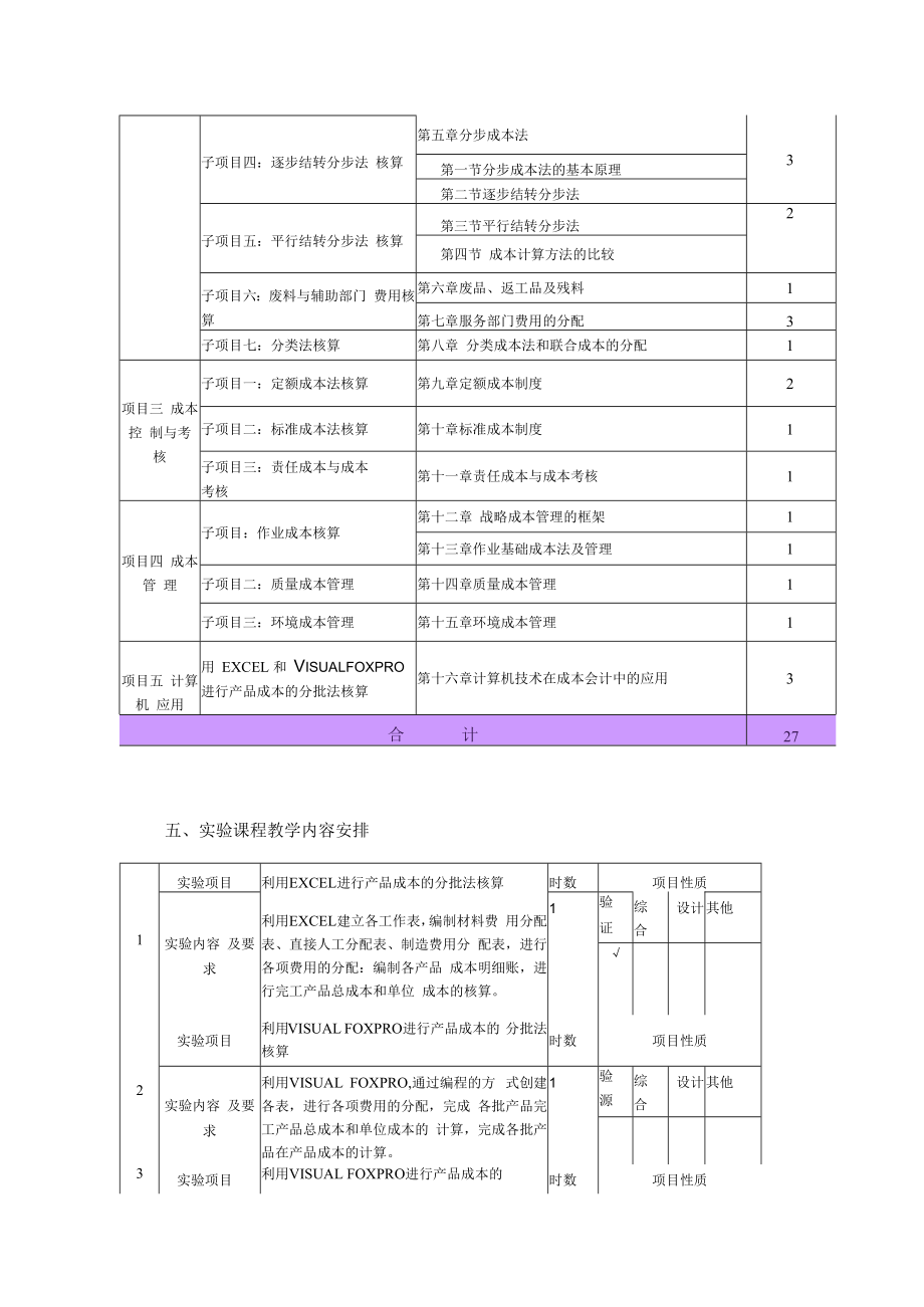 英才学院《成本会计》课程实习实验教学大纲.docx_第2页