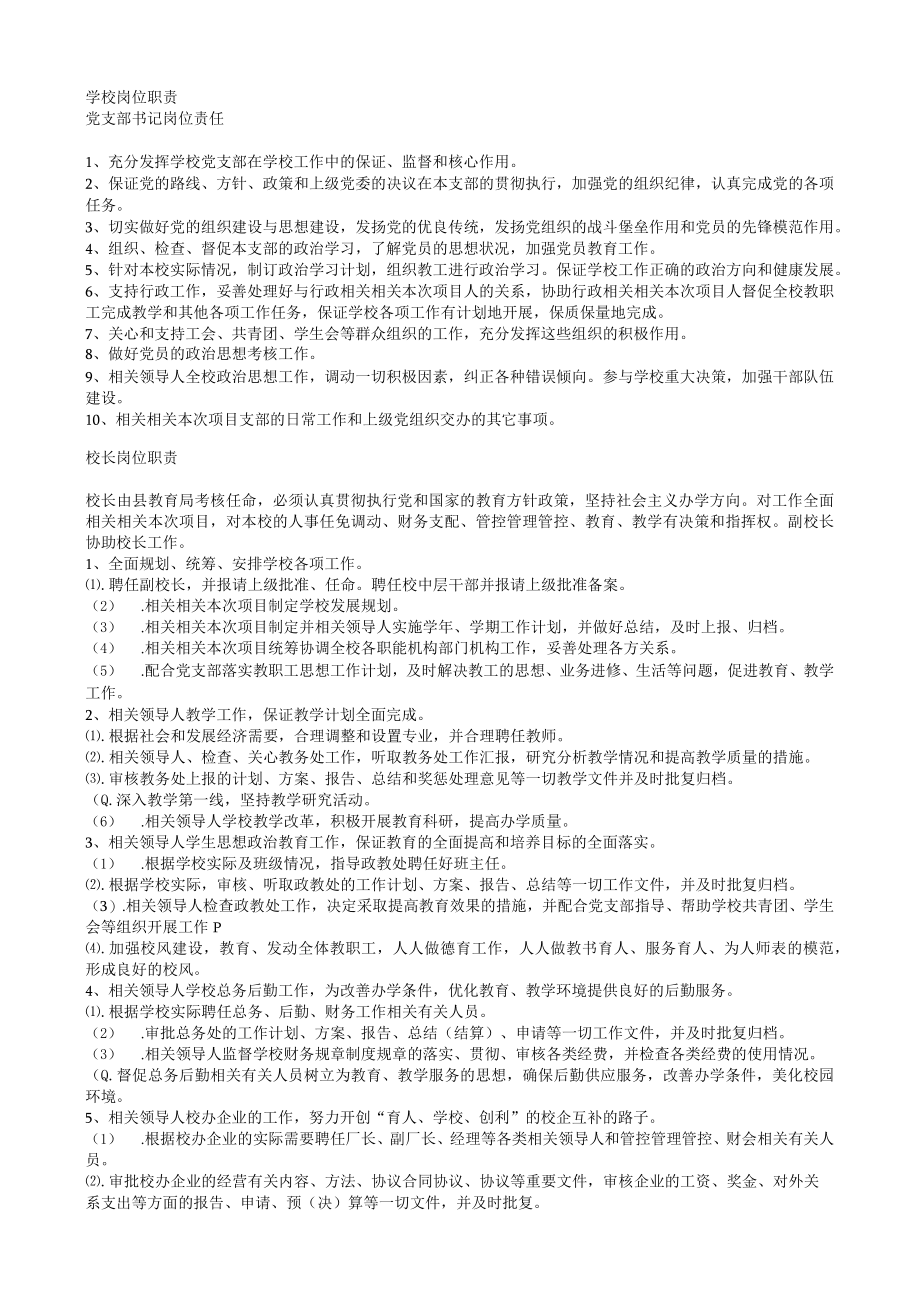 办公文档范本学校各级岗位职责.docx_第1页