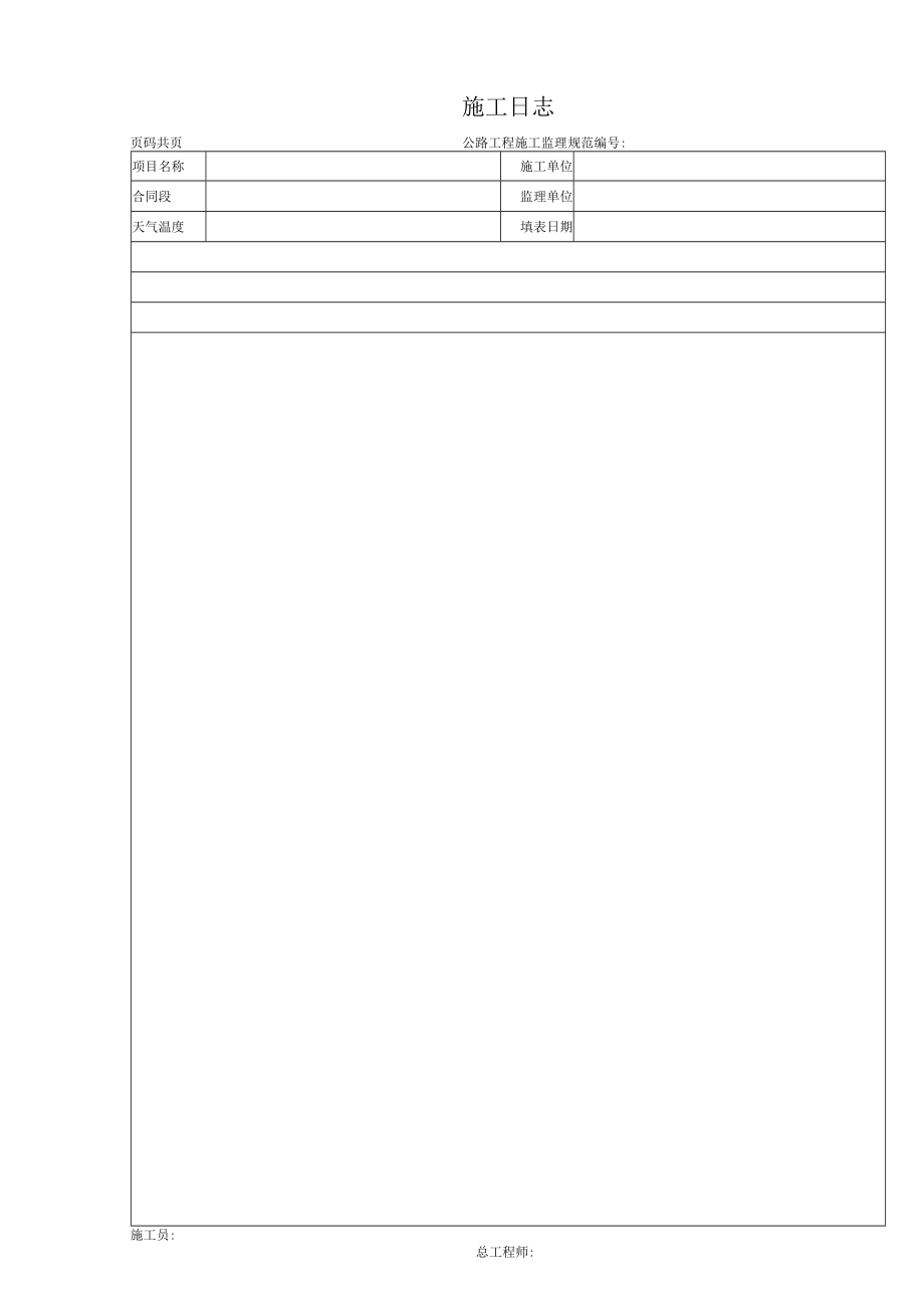 公路工程施工日志.docx_第1页