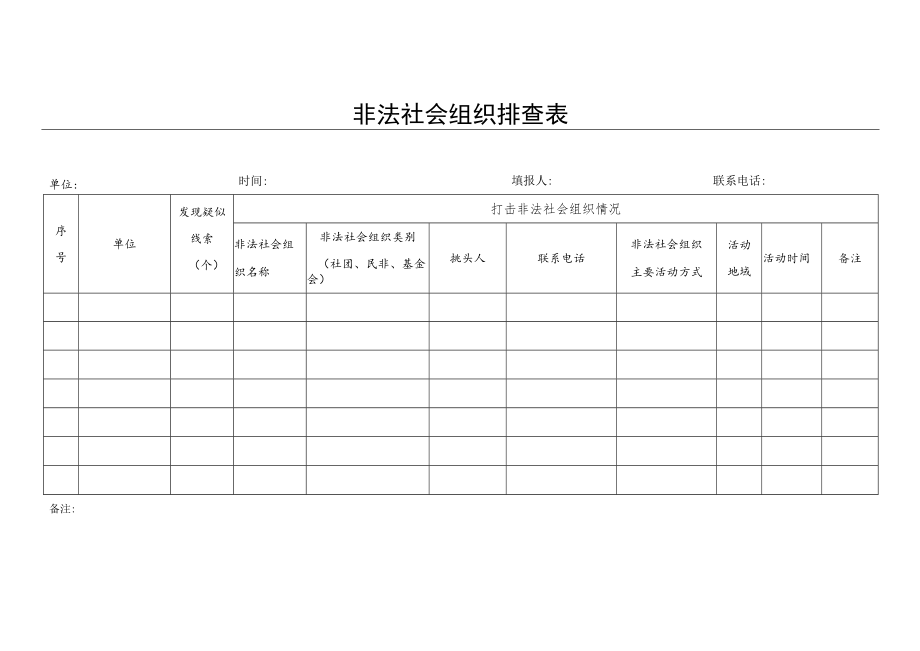 非法社会组织排查表.docx_第1页